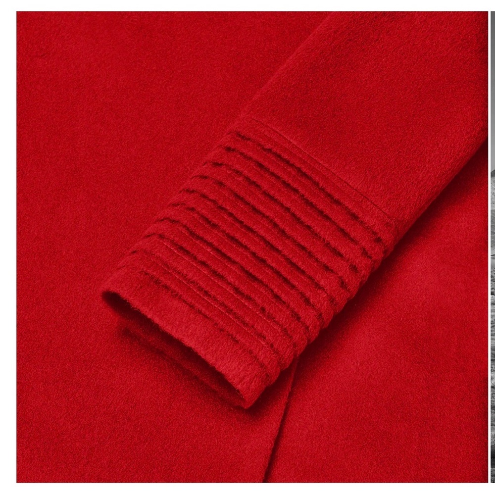 Sentaler Red Baby Alpaca Long Large Notched Collar Wrap Coat Sz XL - Picture 14 of 15